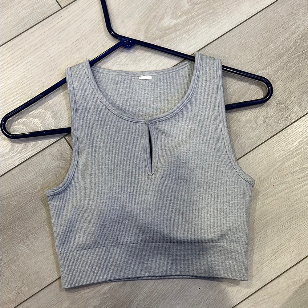 Athleta Gray Sleeveless Crop Tank Top